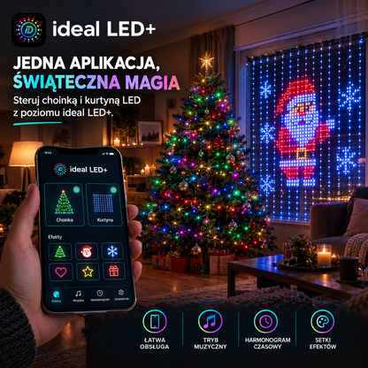 Kurtyna LED Pixel – Świąteczne Animacje do Domu i Ogrodu