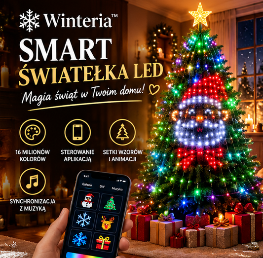 Inteligentna choinka LED 1,8 m – światełka RGB z aplikacją i pilotem